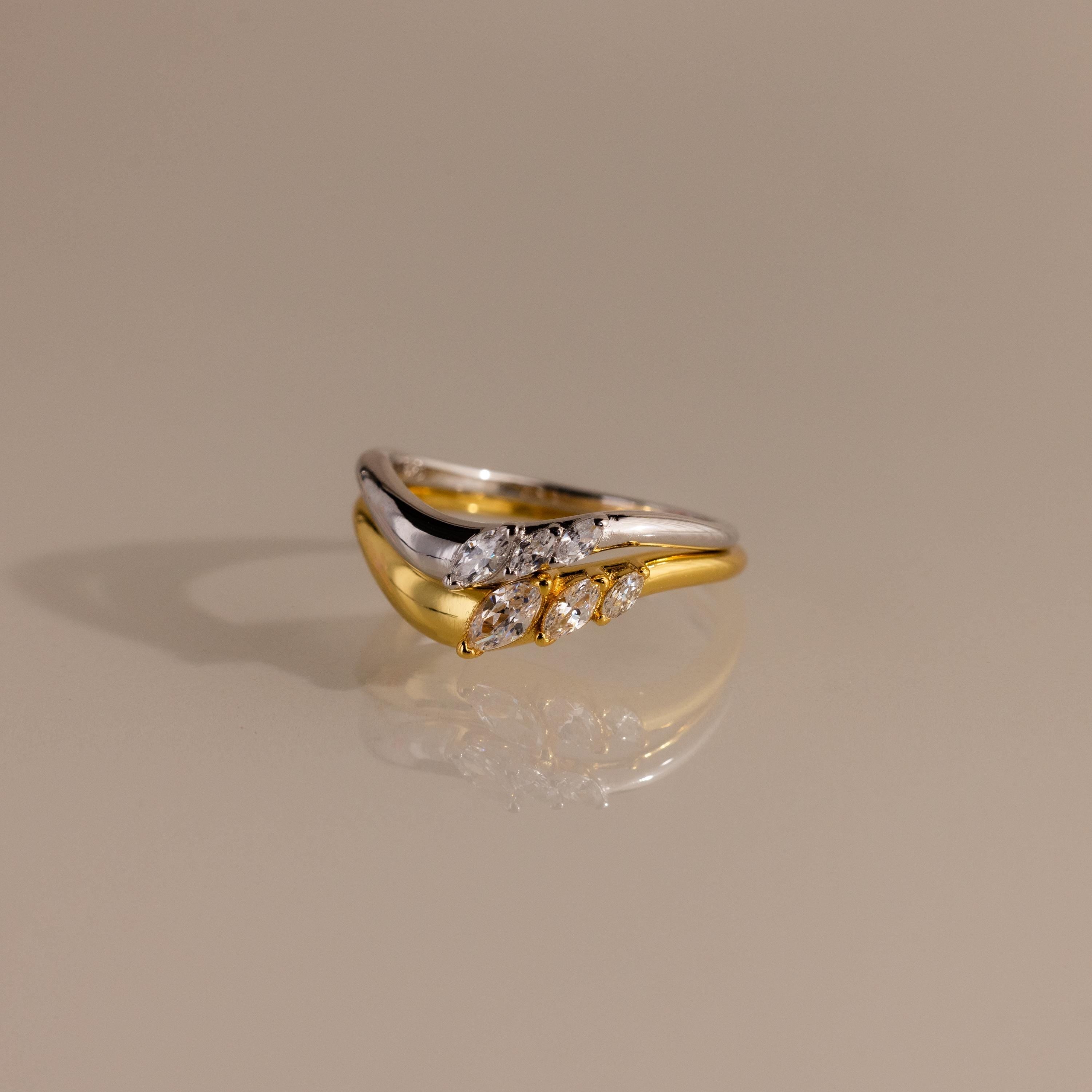 Mixed Metal Curve Ring Set