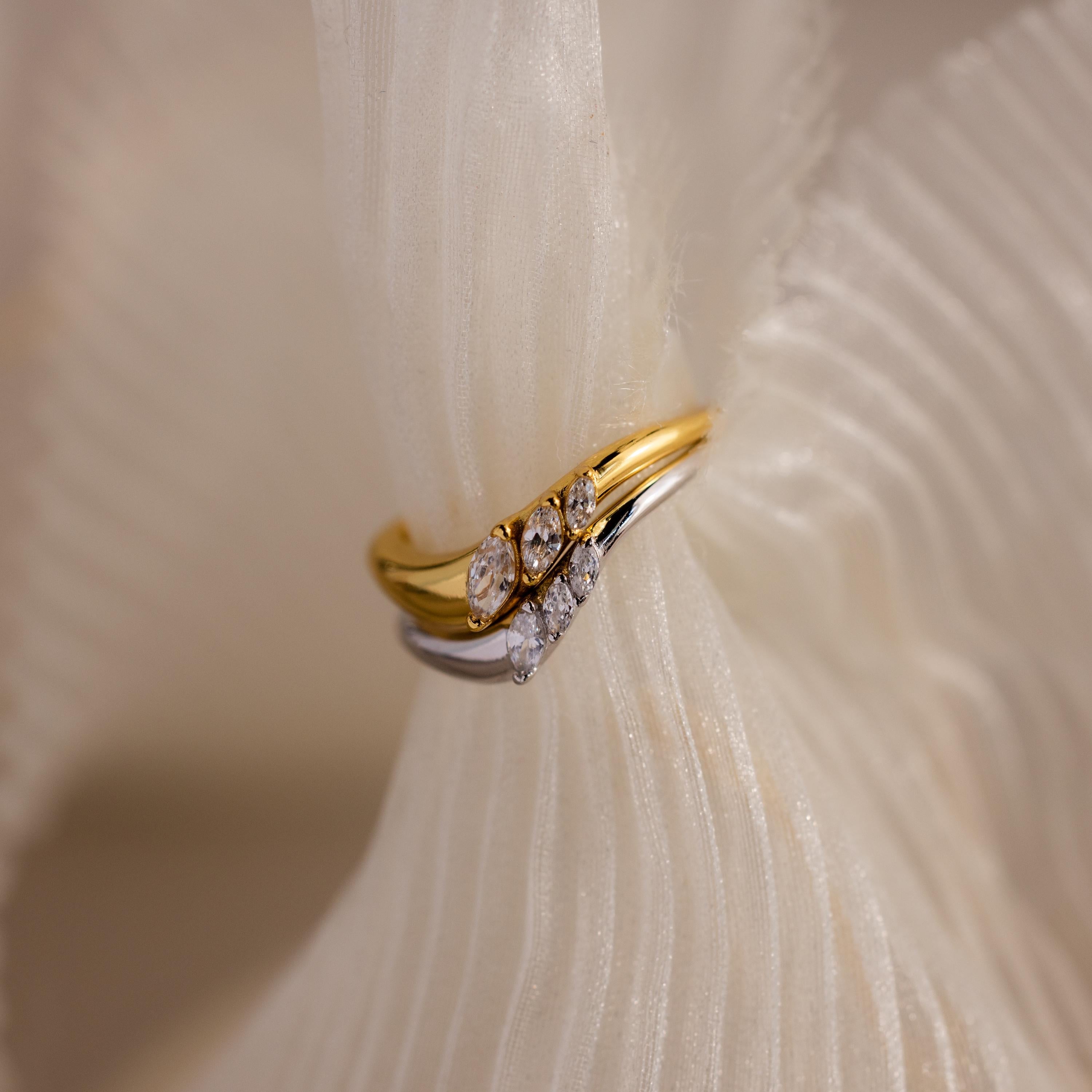 Mixed Metal Curve Ring Set